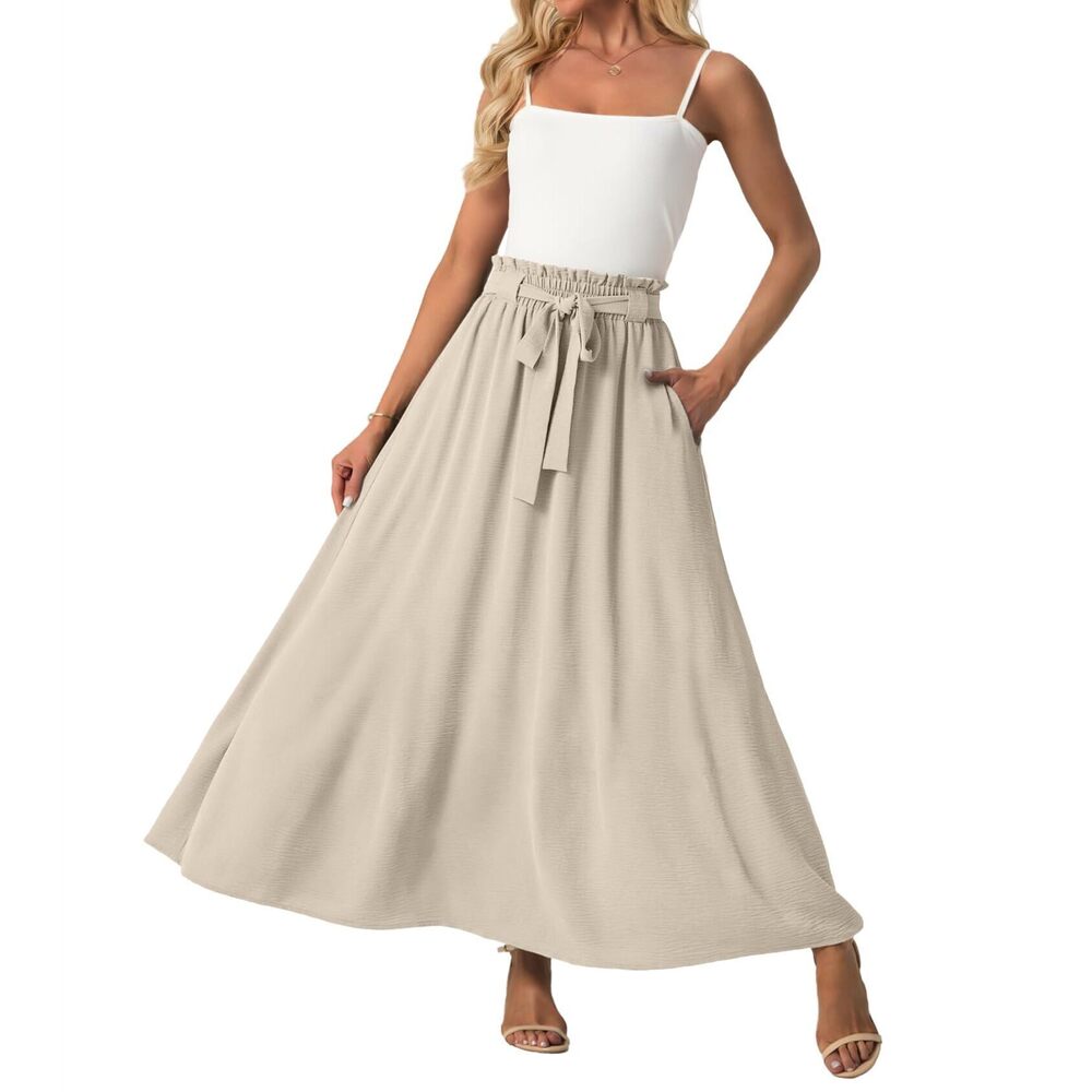 6010 Casual Skirts Summer High Waisted Flowy Maxi Skirts Trendy Cute Skirts